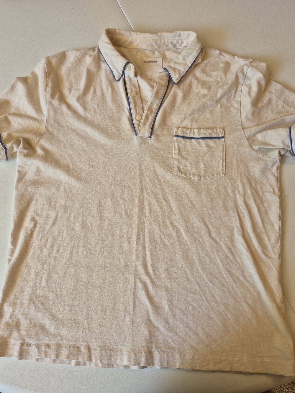 Life After Denim Cream Polo with Navy Trim - Men's Casual Shirt 4771